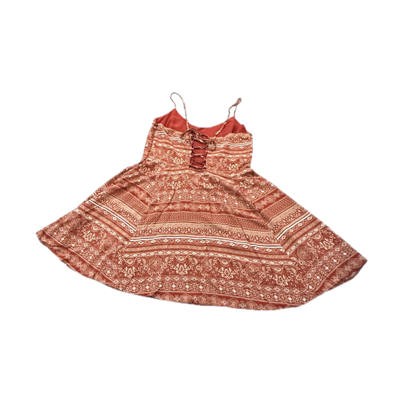 NWT! Bohemian Tribal Print Rust Mini Fit & Flare Dress w/ Lace up Back- Size XL - Picture 4 of 9